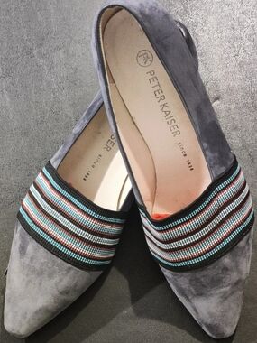 Peter Kaiser Womens PK5.5/US8 Suede Pointed Toe Blue Pumps Multicolor Textile